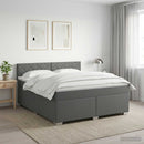 Box Spring Seng med Madras og LED Mørkegrå 160 x 200 cm Stof