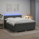 Box Spring Seng med Madras og LED Mørkegrå 180 x 200 cm Stof