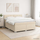 Box Spring Seng med Madras og LED Cremefarvet 180 x 200 cm Stof