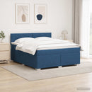 Box Spring Seng med Madras og LED Blå 140 x 190 cm Stof