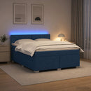 Box Spring Seng med Madras og LED Blå 140 x 190 cm Stof