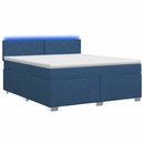 Box Spring Seng med Madras og LED Blå 180 x 200 cm Stof