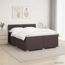 Box Spring Seng med Madras og LED Mørk Brun 200 x 200 cm Stof