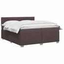 Box Spring Seng med Madras og LED Mørk Brun 200 x 200 cm Stof