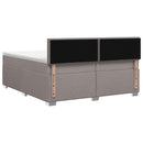Box Spring Seng med Madras og LED Gråbrun 200 x 200 cm Stof