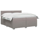 Box Spring Seng med Madras og LED Gråbrun 200 x 200 cm Stof