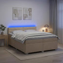 Box Spring Seng med Madras og LED Cremefarvet 200 x 200 cm Stof