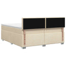 Box Spring Seng med Madras og LED Cremefarvet 200 x 200 cm Stof