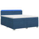 Box Spring Seng med Madras og LED Blå 200 x 200 cm Stof