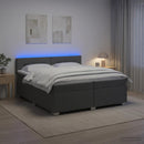 Box Spring Seng med Madras og LED Mørkegrå 200 x 200 cm Stof