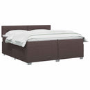 Box Spring Seng med Madras og LED Mørk Brun 200 x 200 cm Stof