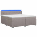 Box Spring Seng med Madras og LED Gråbrun 200 x 200 cm Stof