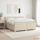 Box Spring Seng med Madras og LED Cremefarvet 200 x 200 cm Stof