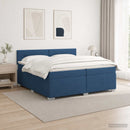 Box Spring Seng med Madras og LED Blå 200 x 200 cm Stof