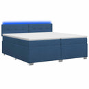Box Spring Seng med Madras og LED Blå 200 x 200 cm Stof
