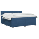 Box Spring Seng med Madras og LED Blå 200 x 200 cm Stof