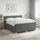 Box Spring Seng med Madras og LED Mørkegrå 200 x 200 cm Stof