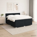 Box Spring Seng med Madras og LED Sort 200 x 200 cm Stof