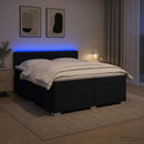 Box Spring Seng med Madras og LED Sort 200 x 200 cm Stof