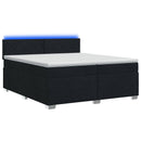 Box Spring Seng med Madras og LED Sort 200 x 200 cm Stof