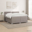 Box Spring Seng med Madras og LED Gråbrun 200 x 200 cm Stof