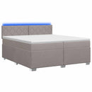 Box Spring Seng med Madras og LED Gråbrun 200 x 200 cm Stof