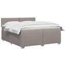 Box Spring Seng med Madras og LED Gråbrun 200 x 200 cm Stof