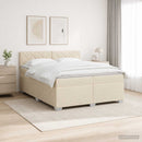 Box Spring Seng med Madras og LED Cremefarvet 200 x 200 cm Stof