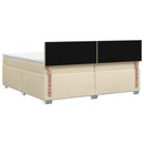 Box Spring Seng med Madras og LED Cremefarvet 200 x 200 cm Stof