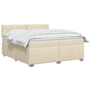 Box Spring Seng med Madras og LED Cremefarvet 200 x 200 cm Stof