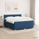 Box Spring Seng med Madras og LED Blå 200 x 200 cm Stof