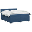 Box Spring Seng med Madras og LED Blå 200 x 200 cm Stof