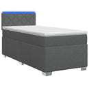 Box Spring Seng med Madras og LED Mørkegrå Enkelt Stof