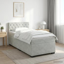 Box Spring Seng med Madras og LED Lysegrå 100 x 200 cm Velour