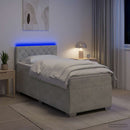 Box Spring Seng med Madras og LED Lysegrå 90 x 190 cm Velour