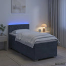 Box Spring Seng med Madras og LED Mørkegrå 90 x 200 cm Velour