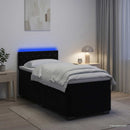 Box Spring Seng med Madras og LED Sort 80 x 200 cm Velour