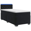 Box Spring Seng med Madras og LED Sort 80 x 200 cm Velour