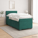 Box Spring Seng med Madras og LED Mørkegrøn 90 x 200 cm Velour