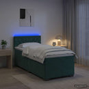 Box Spring Seng med Madras og LED Mørkegrøn 80 x 200 cm Velour