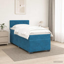 Box Spring Seng med Madras og LED Blå 100 x 200 cm Velour
