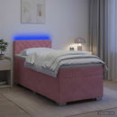 Box Spring Seng med Madras og LED Lyserød 100 x 200 cm Velour