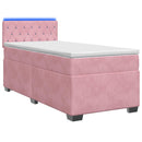 Box Spring Seng med Madras og LED Lyserød 80 x 200 cm Velour