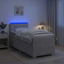 Box Spring Seng med Madras og LED Lysegrå 80 x 200 cm Velour