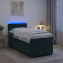 Box Spring Seng med Madras og LED Mørkegrøn 90 x 200 cm Velour