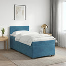 Box Spring Seng med Madras og LED Blå 90 x 190 cm Velour