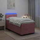 Box Spring Seng med Madras og LED Lyserød 100 x 200 cm Velour