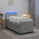 Box Spring Seng med Madras og LED Lysegrå 80 x 200 cm Velour
