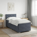 Box Spring Seng med Madras og LED Mørkegrå 90 x 190 cm Velour