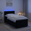 Box Spring Seng med Madras og LED Sort 90 x 190 cm Velour